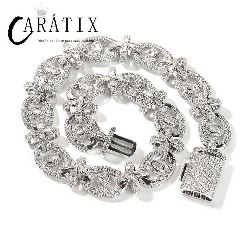 CARÁTIX 7"-22" Fatima Eye Cross Link Chain Bracelet – 5A+ CZ Iced Out Hip Hop Bling Jewelry for Men | 18mm Rapper Gift - CaratixJewelry